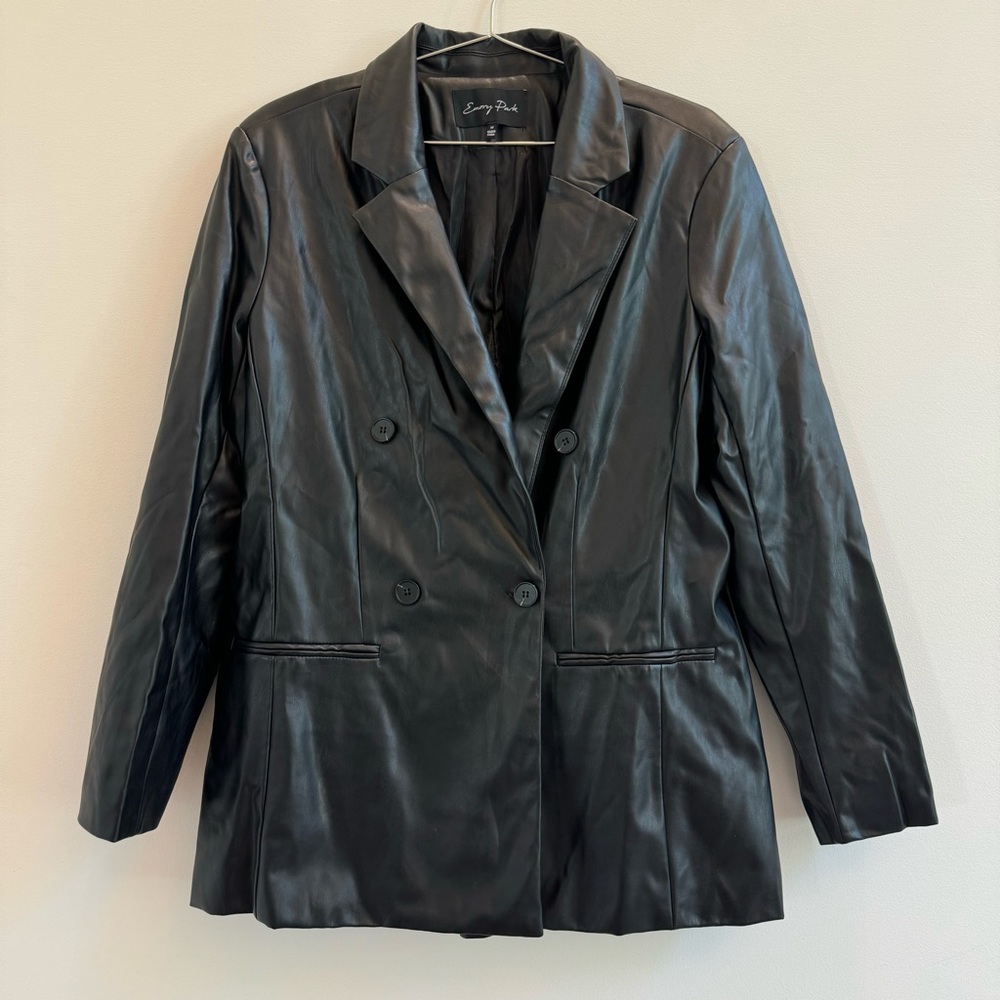 Emory Park Black Faux Leather Blazer
